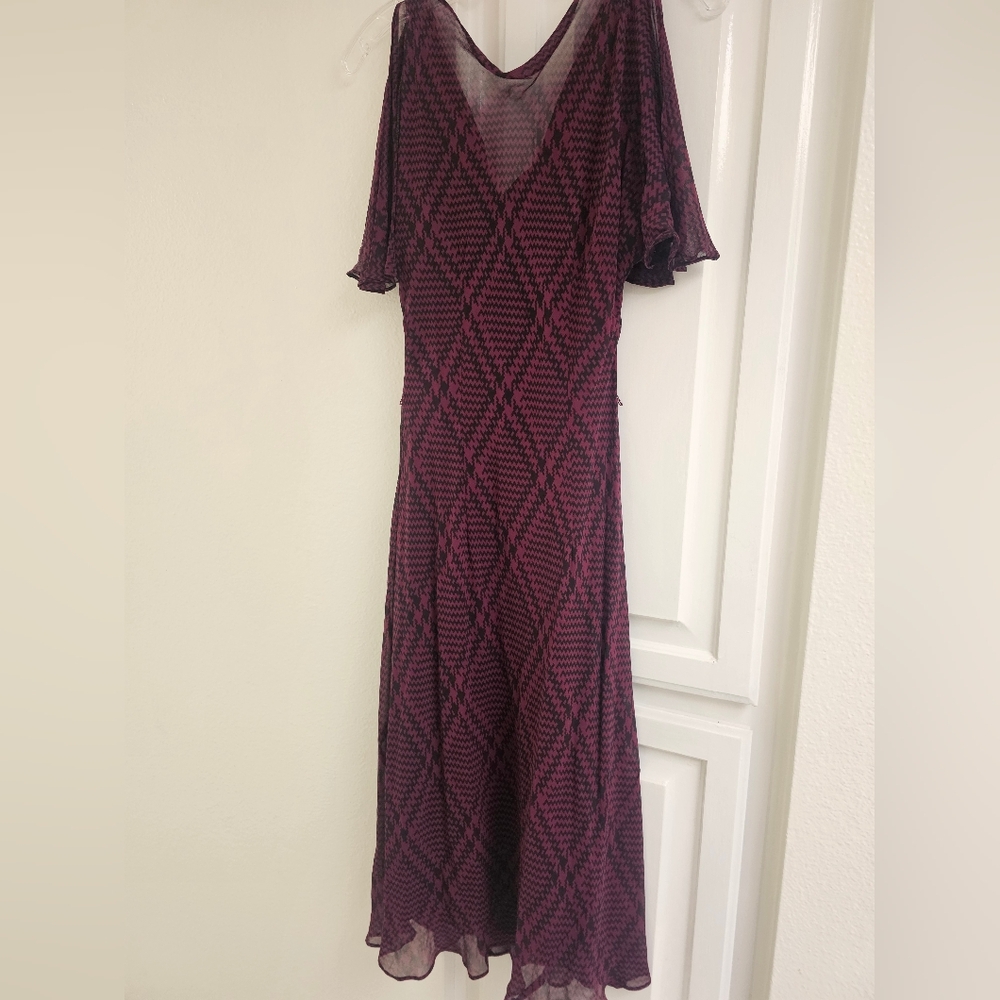 Express Purple Geometric Midi Dress